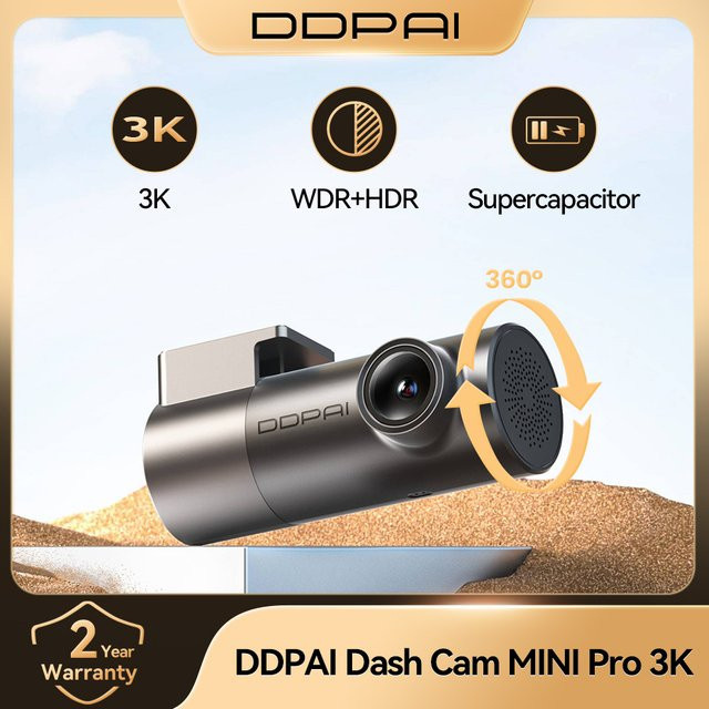 DDPAI MINI Pro Dashcam 3K HDR 1620P Auto-Videorekorder mit WLAN, Nachtsicht, WDR, Sprachsteuerung und 24-Stunden-Parküberwachung in Schwarz - Bild 1