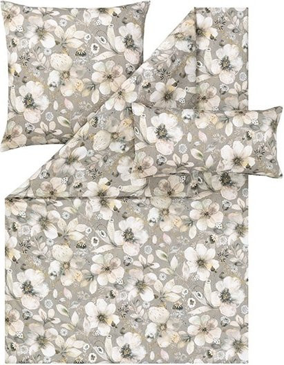Estella Bettwäsche Ilona aus Mako-Satin mit floralem Design in Beige - Bild 1