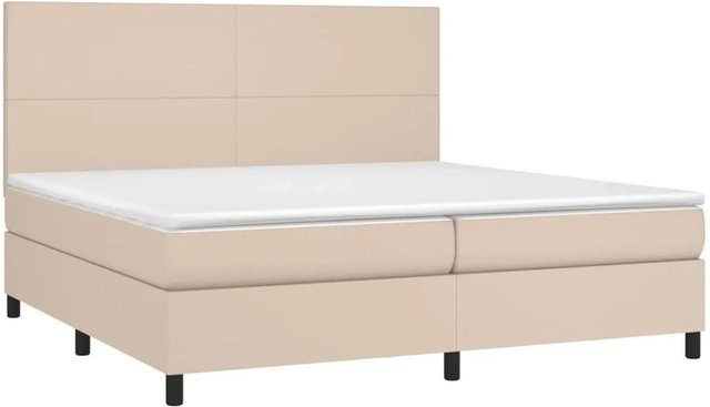 vidaXL Boxspringbett mit Matratze in Cappuccino-Braun, Hybridbett mit LED-Unterbettbeleuchtung und USB-Anschluss, B/T/H: 200 x 200 x 118 cm - Bild 1