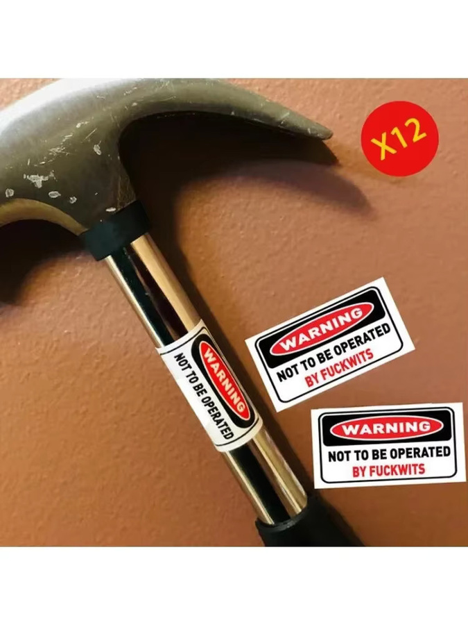 Lustige Aufkleber MIMAYIN DANGER NOT TO BE OPERATED in Weiß B: 30 mm, H: 12 mm, T: 20 mm - Bild 2