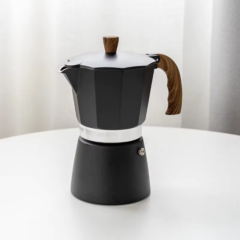 JUSTINLAU Kaffee-Moka-Topf mit Vintage-Holzgriff in Schwarz, 150 ml oder 300 ml - Bild 5