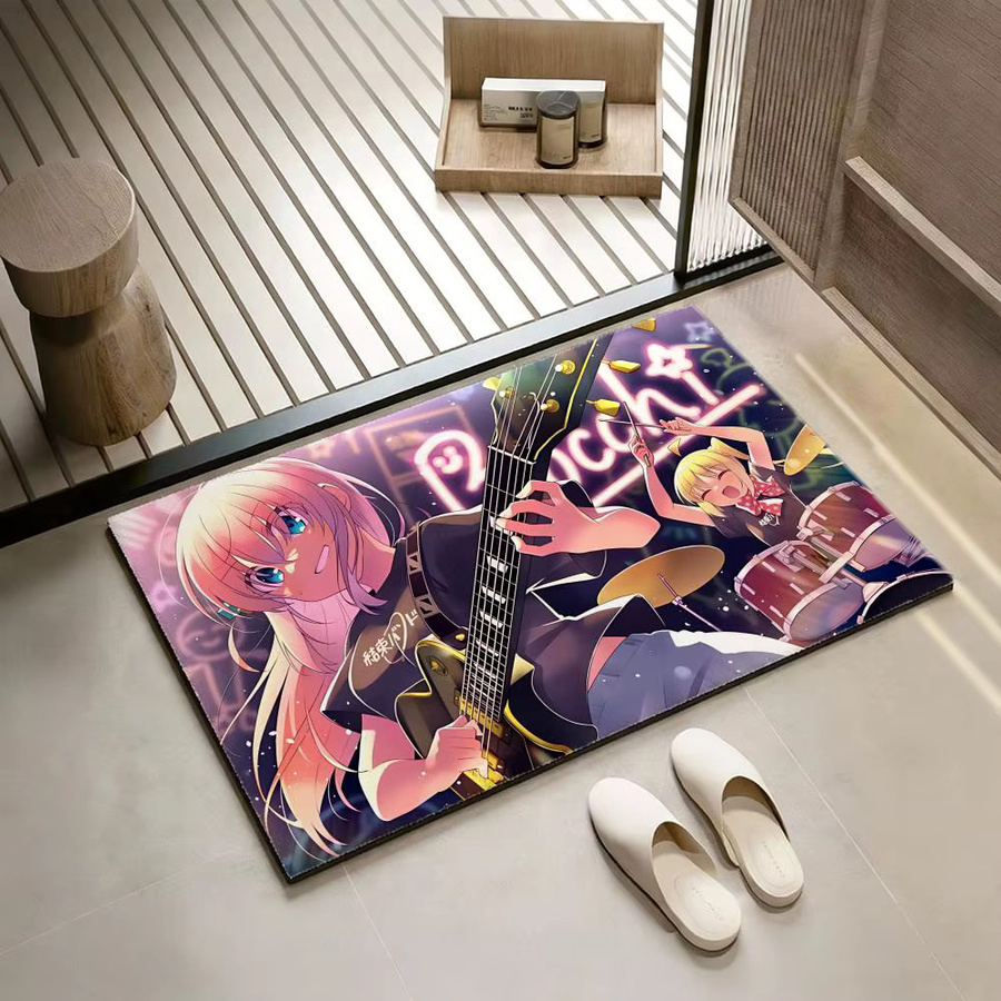 Bocchi the Rock Bodenmatte aus weichem Flanell und Polyester, rutschfester Teppich für dein Wohnzimmer in Schwarz und Multicolour, rechteckig - Bild 3