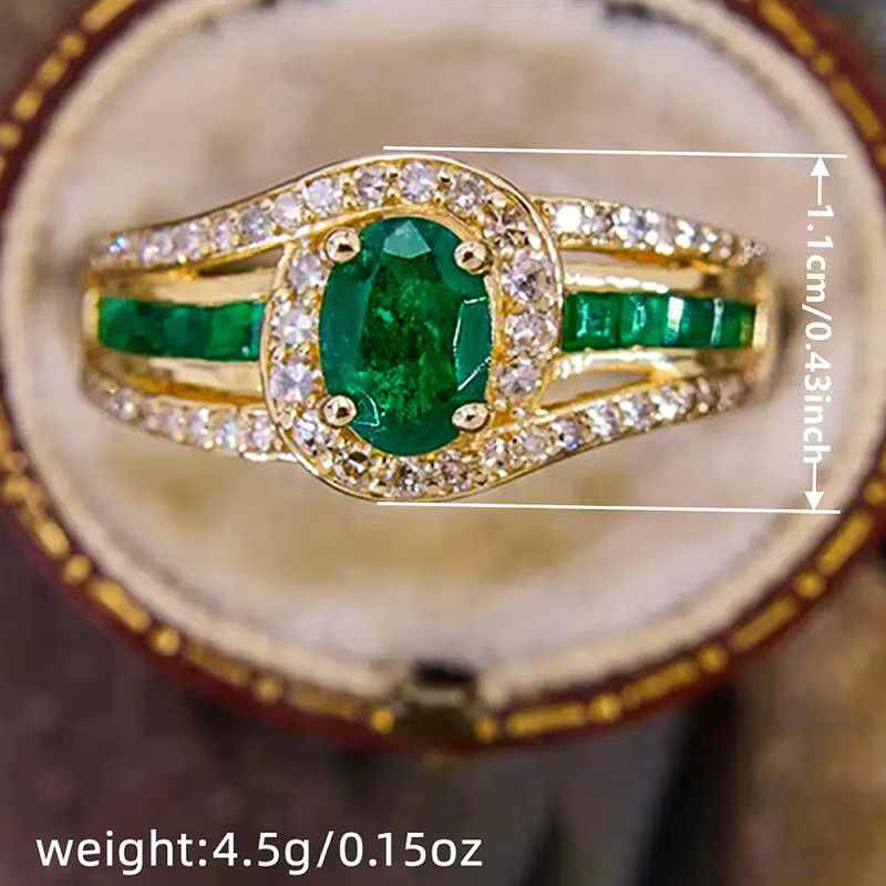 Huitan Sanfter Damenring, Kreuz-Design, grüner Zirkonia, Gold - Bild 4