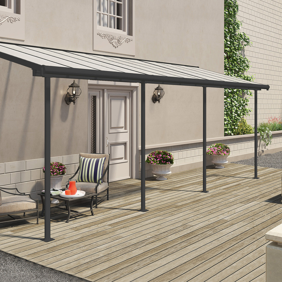 Palram-Canopia Terrassenüberdachung Sierra aus Aluminium mit Polycarbonat-Doppelstegplatten, Anthrazit, Breite: 670 cm, Tiefe: 230 cm - Bild 2