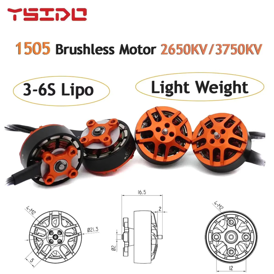 YSIDO Bürstenloser Motor Orange für RC FPV Racing Drone und Quadcopter DIY Upgrade - Bild 2
