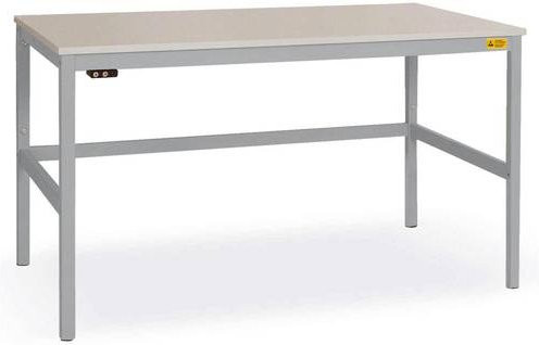 Manuflex CANTOLAB ESD-Arbeitstisch Standard mit Kautschukplatte, Alusilber, B/T/H: 1200 x 800 x 76,2-78,8 cm - Bild 1