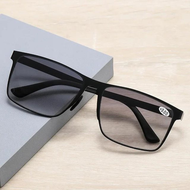 NAPAGE Lesebrille Unisex, Metall, Vollrand, rechteckig, grau, schwarz - Bild 1
