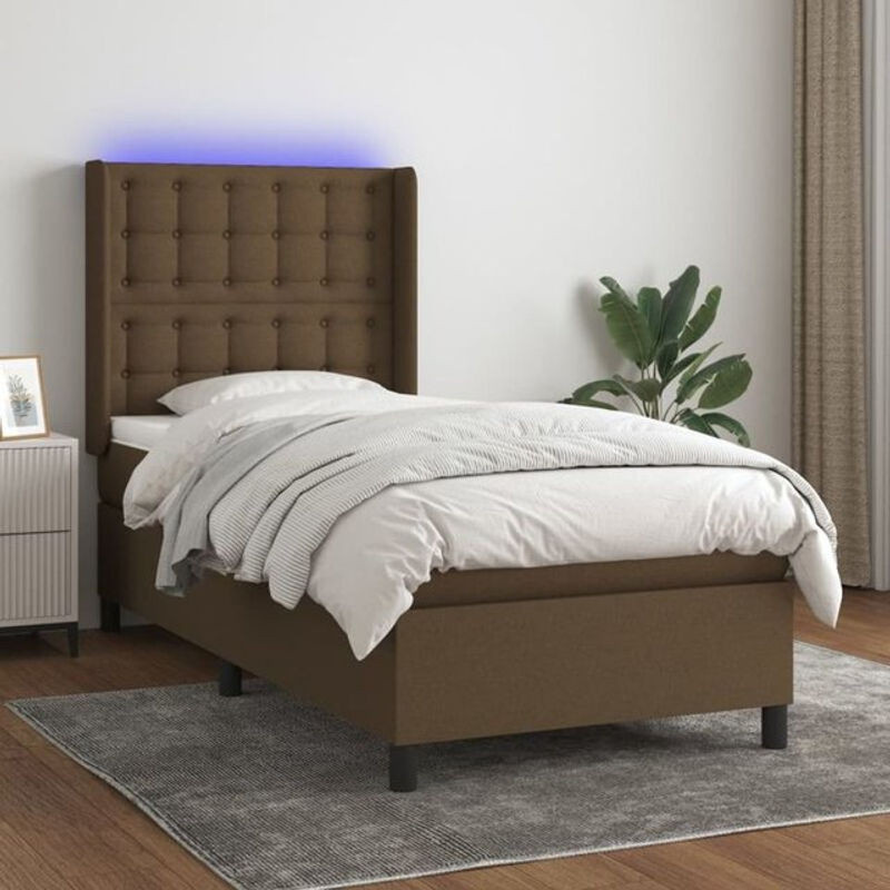 vidaxl Boxspringbett mit Matratze in Braun aus Stoff und Holzwerkstoff B/T/H: 80 x 200 x 118 cm - Bild 1