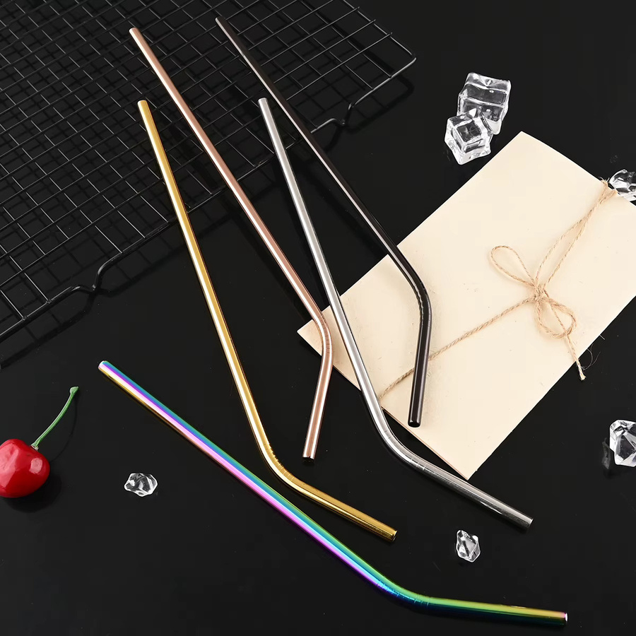 9-teiliges Edelstahl-Trinkhalm-Set aus 304 Edelstahl in Multicolor für Cocktails und Kaffee - Bild 2