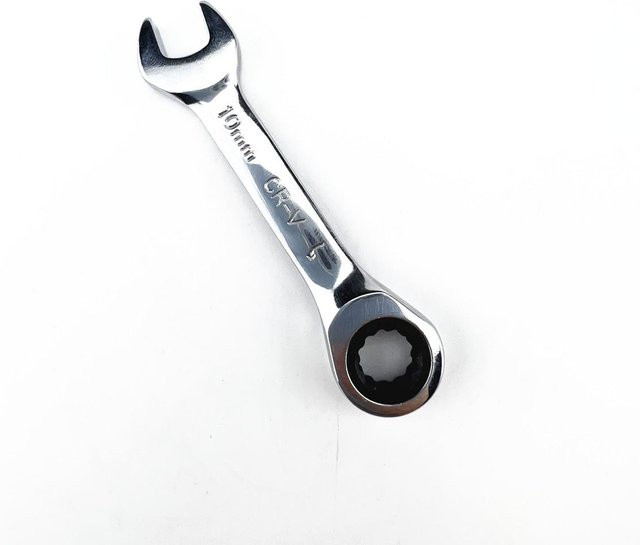 Mini-Schnellratschenschlüssel mit verstellbarem Kopf und kurzem Griff in Silber, 10mm, aus Stahl - Bild 1