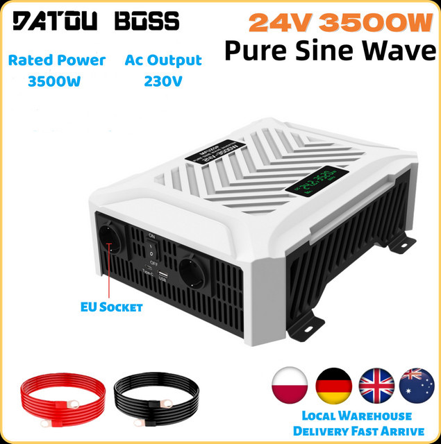 DATOUBOSS Sinus-Wechselrichter 24 V DC auf 230 V AC 3500 W mit Display in Weiß - Bild 1