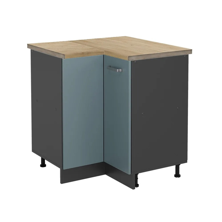 Vicco R-Line Eckunterschrank für die Küche in Blau-Grau/Anthrazit und Eiche, Wandmontage, B/T/H: 75,6 x 60,0 x 81,6 cm - Bild 2