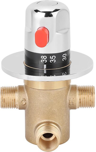 TOMTOP JMS Thermostat Mischventil aus Messing in Weiß Matt mit Einhebelmischer und Sicherheitsstopp für die Dusche, G1/2in - Bild 1