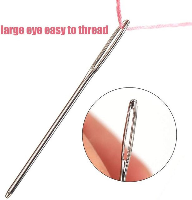 9-teiliges Set stumpfe Nähnadeln mit großem Auge aus Metall in Silber für Kreuzstich und Lederstickerei - Bild 1