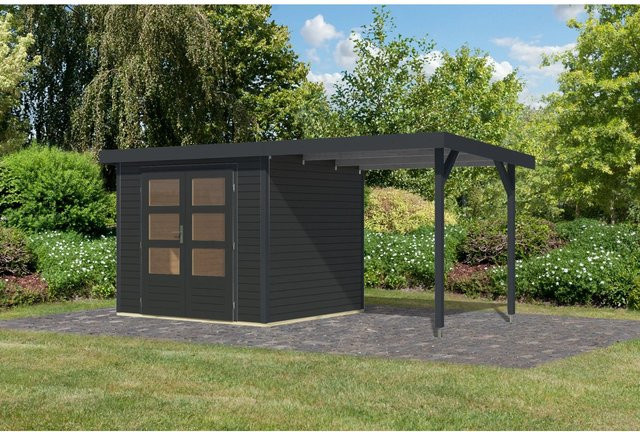 Karibu Gartenhaus Ernesto 3 C mit Anbaudach in Anthrazit, B/T/H: 209 x 238 x 213 cm - Bild 1