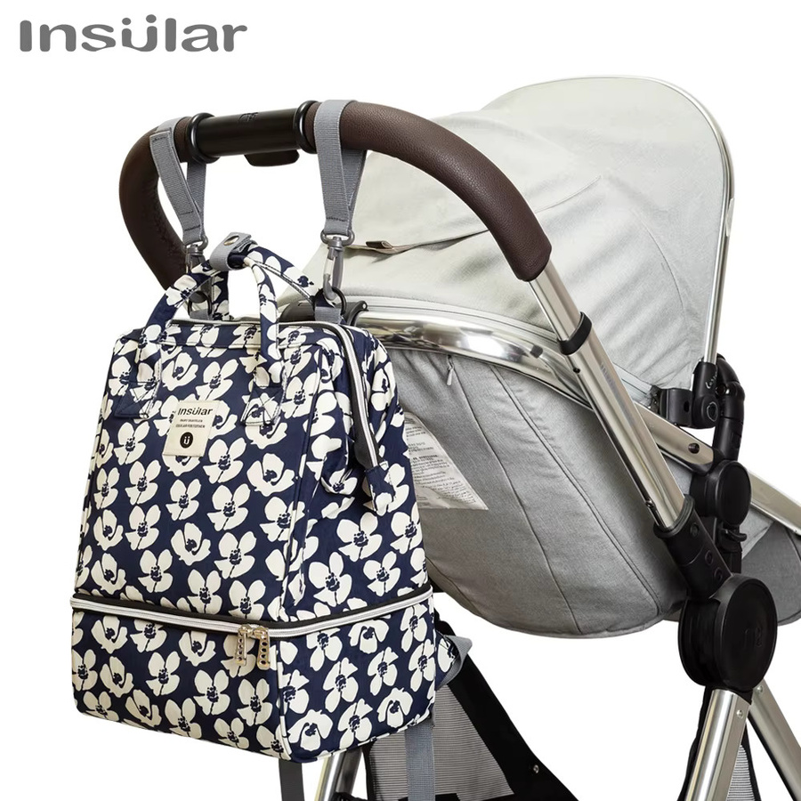 Insular Wickeltasche als Baby Reise Rucksack in Blau mit großem Fassungsvermögen und Stillbeutel - Bild 5