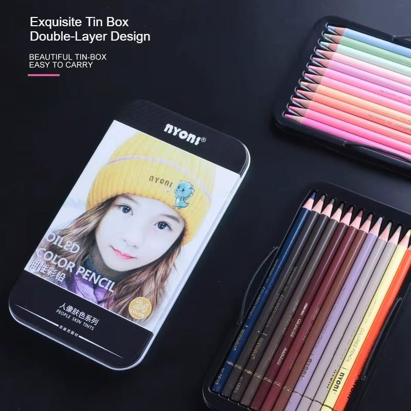 NYONI Buntstifte auf Ölbasis mit 24 Farben in Multicolour für Porträts und Skizzen - Bild 3