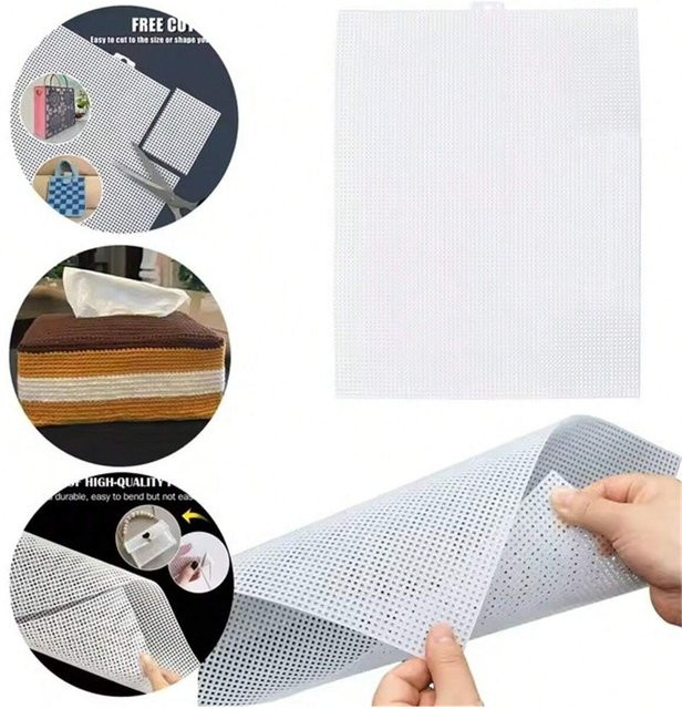 Set aus 1 Kunststoff-Leinwandbögen mit 7 Zählungen in Weiß für Handarbeiten und Kreuzstich-Stickerei - Bild 1