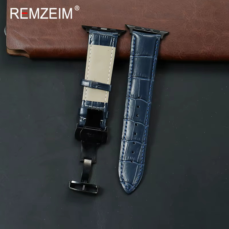 REMZEIM Uhrenarmband Leder, Schwarz, Herren - Bild 1