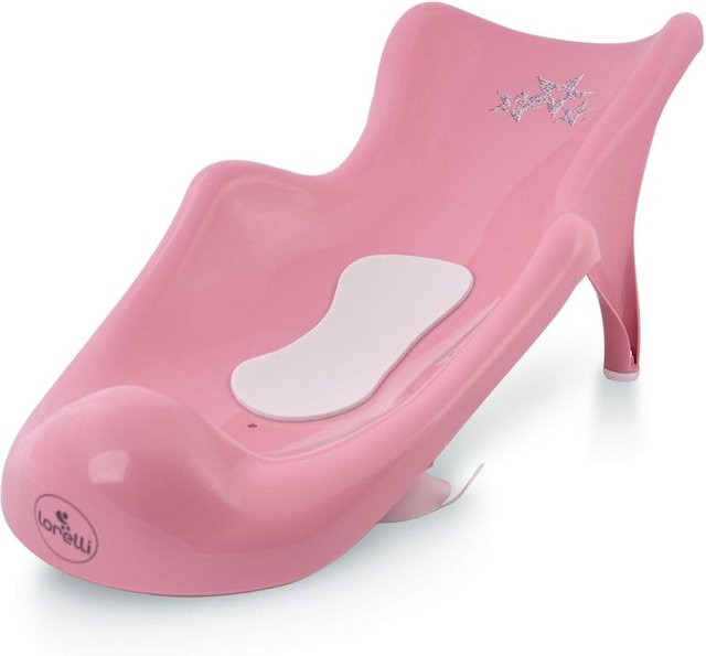 Lorelli Baby Badewannenliege Badewanneneinlage ab Geburt mit Vakuumfüßen und rutschfestem Design in Rosa Sterne - Bild 1