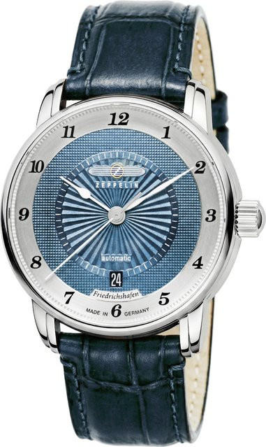 Zeppelin Herrenuhr Automatik, Edelstahl, 40 mm, Leder, Blau, 5 ATM - Bild 1