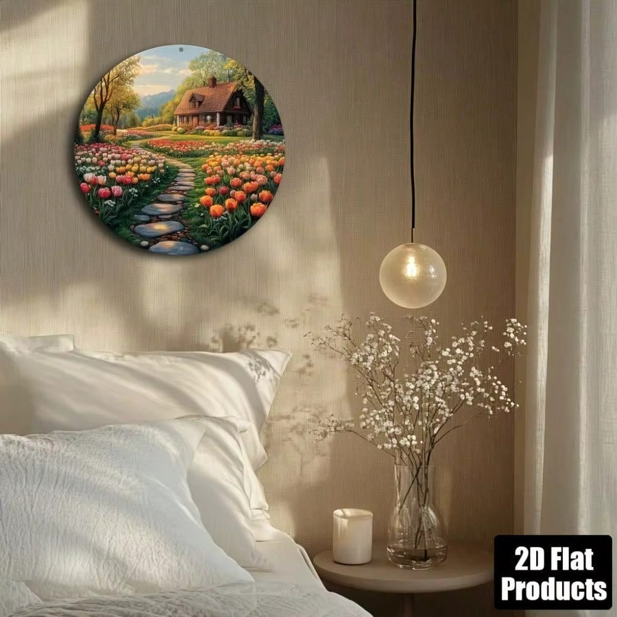 CIFBUY Vintage Wandkunst aus Metall – Runde Tulpen-Blumen Dekoration in Multicolour - Bild 2