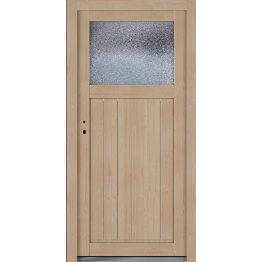 Roro Nebeneingangstür OHE 1002 Fichte mit Glaseinsatz, Farbe Braun/Beige, B: 98 cm, H: 198 cm, DIN Links - Bild 2