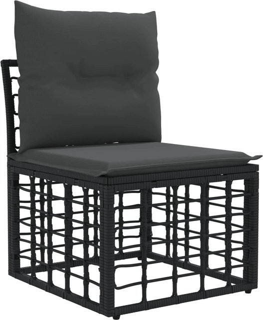 vidaXL Modulares Outdoor-Sofa aus Poly-Rattan in Schwarz und Grau mit Polsterung und abnehmbaren Bezügen - Bild 1