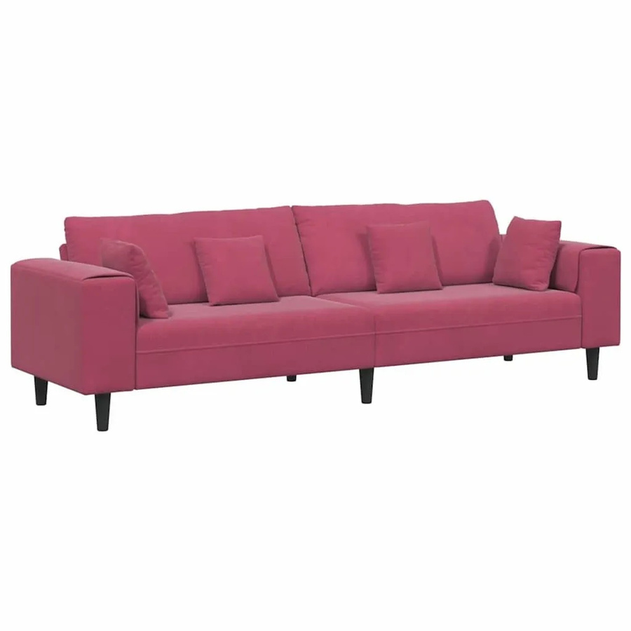 vidaXL Sofa aus Samt mit Kissen in Weinrot, B/T/H: 250 x 77 x 76 cm - Bild 2