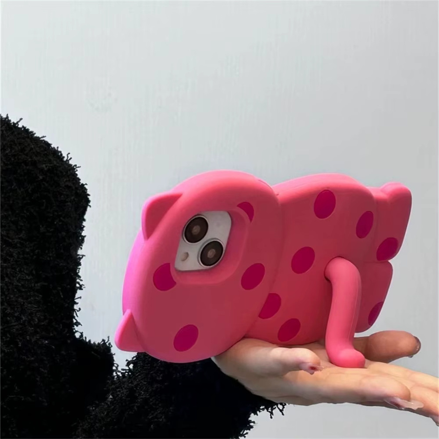 Apple iPhone Handyhülle mit pinkem Cartoon Cat Star Design, Diamant-Optik und Laser-Effekt inklusive Bogen-Kette - Bild 2