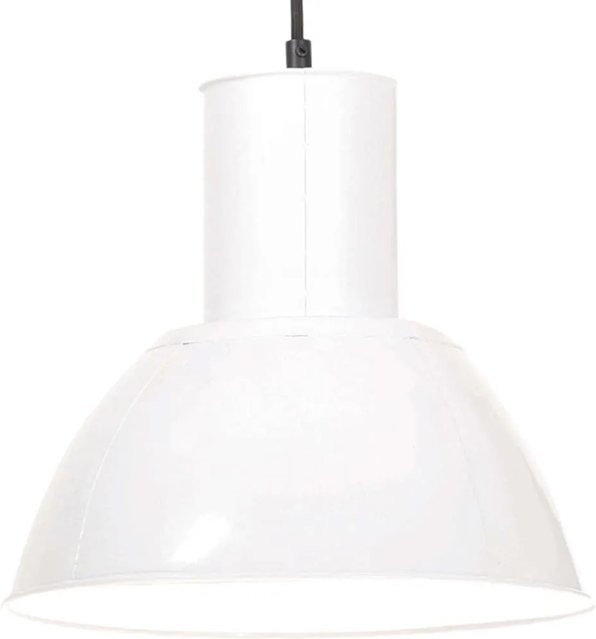 vidaXL Hängelampe im Industriestil aus Eisen, Weiß, Rund, Durchmesser: 28,5 cm, E27 - Bild 1