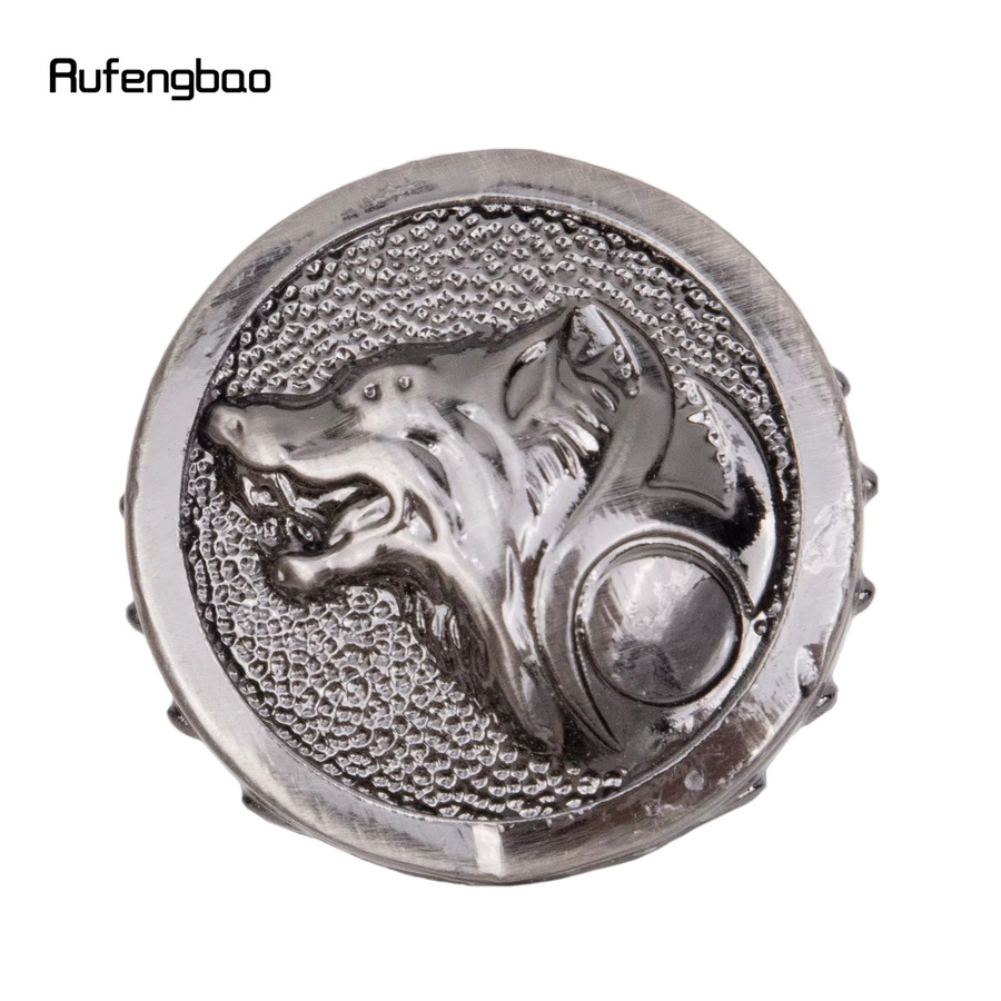 Rufengbao Silberner Wolfskopf-Blumenstab, 93 cm, Metall - Bild 2