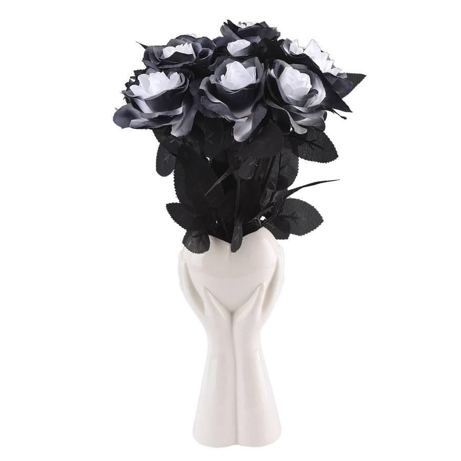Tooarts Künstliche Schwarze Rosen aus Seidentuch und Kunststoff für Hochzeits-, Weihnachts- und Partydekorationen - Bild 2