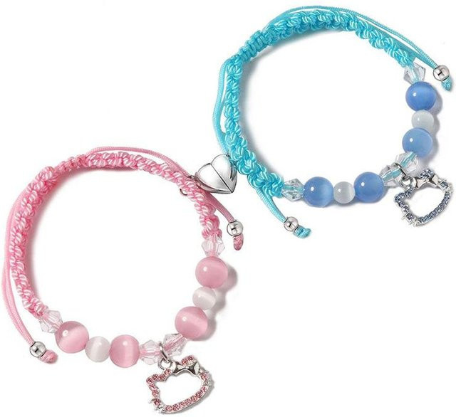 KMVEXO Armband, Spider Kitty Charm, Seil, Herz, Magnetisch, Kristall Perlen, Blue, Unisex - Bild 1