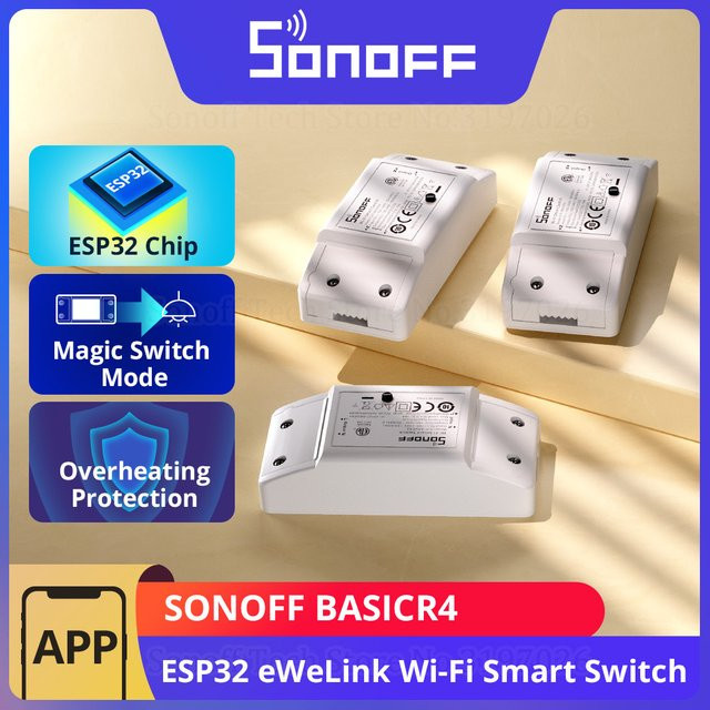 SONOFF BASICR4 WiFi Smart Switch ESP32 Magic Switch Mode mit EWeLink, Alexa und Google Home, Weiß - Bild 1