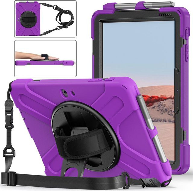 Stoßfeste 360 Grad drehbare Laptop und Tablet Hülle für Microsoft Surface Go 1 2 3 4 sowie Surface Pro X 4 5 6 7 in Violett - Bild 1