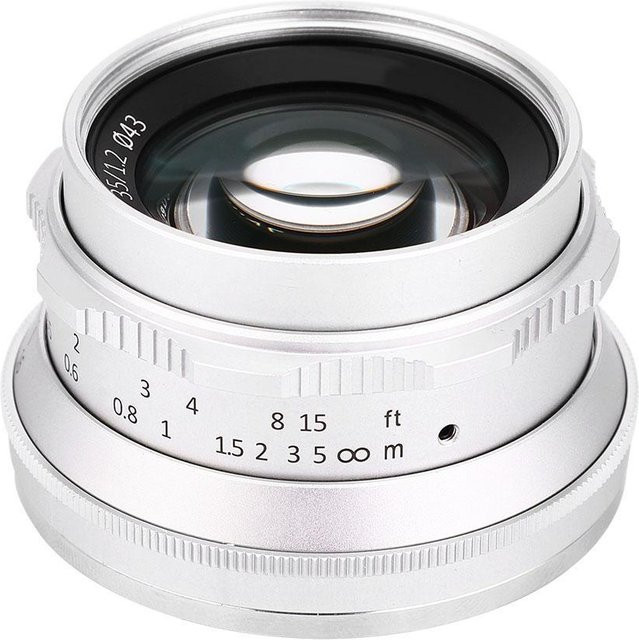7artisans 35mm F1.2 Objektiv mit großer Blende für Sony E-Mount und Fuji FX-Mount, Silber - Bild 1