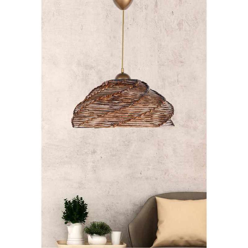 Opviq Pendelleuchte in Braun aus Holz und Kunststoff mit E27 Fassung, B: 36 cm, H: 65 cm, T: 36 cm - Bild 2