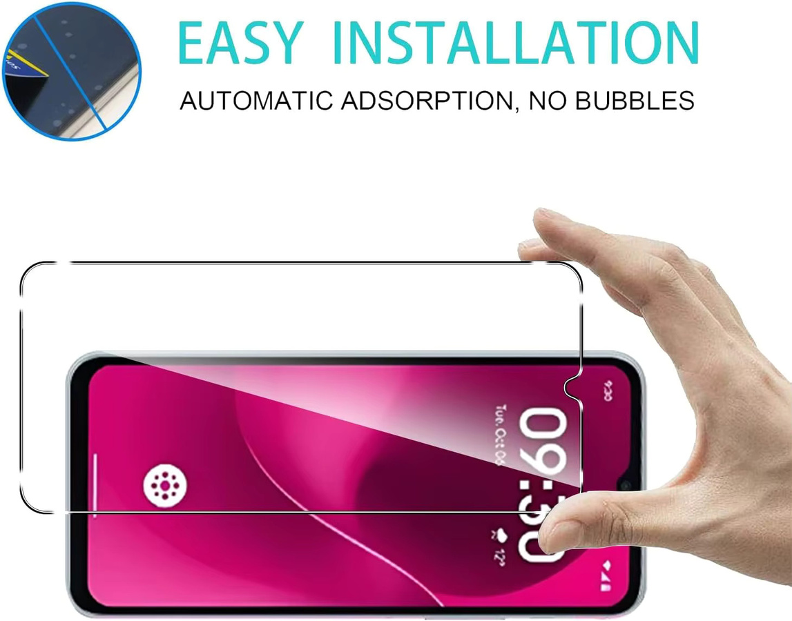WISHXIN Displayschutzfolie aus gehärtetem Glas 2.5D 9H transparent für T-Mobile T Phone 3 Pro und T-Mobile Revvl 8 / Revvl 8 Pro inklusive Kameraobjektivschutz - Bild 2