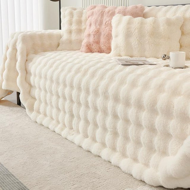 Warmes Kaninchen Plüsch Sofa Handtuch als rutschfeste Staubdecke für dein Wohnzimmer, B/B: 180 x 130 cm - Bild 1