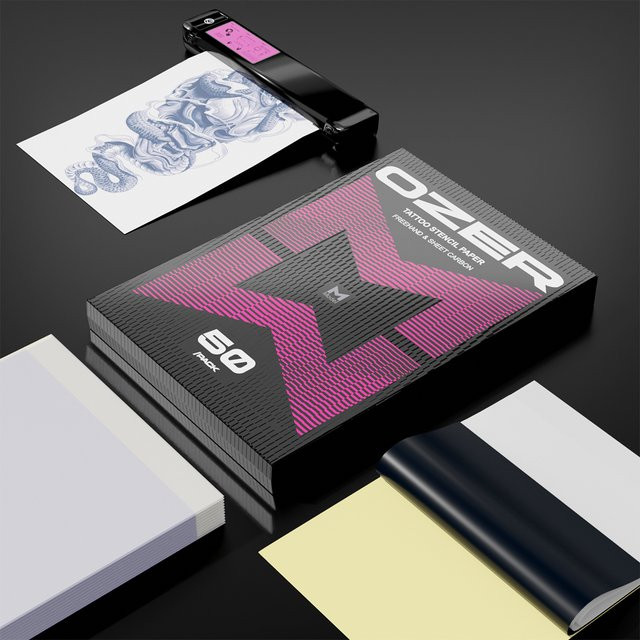 OZER Tattoo-Transferpapier für Thermokopierer, 50 Blatt im A4-Format, professionelles Schablonenpapier für Tätowierer - Bild 1