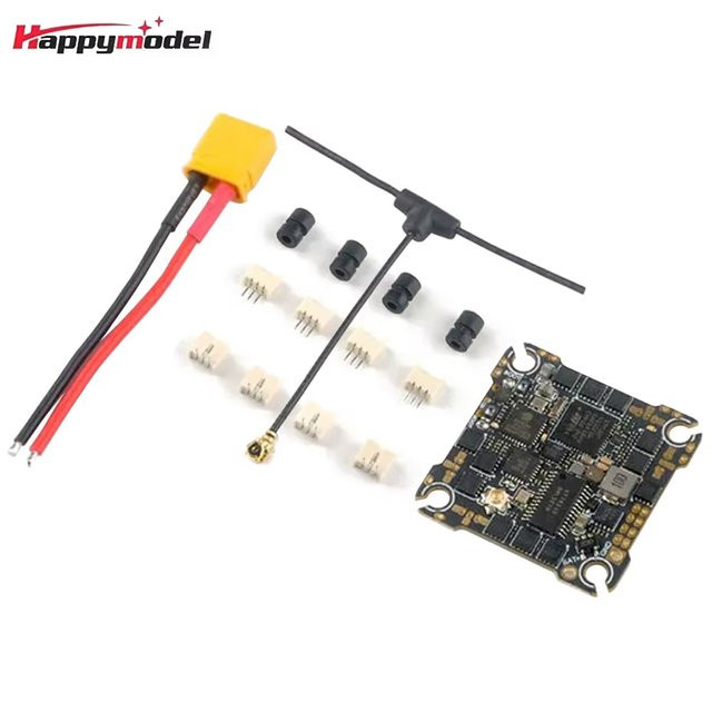 HappyModel CrazyF411 FPV-Drohnen Flugcontroller mit 2-4S ELRS Betaflight 4-in-1 Blheli_s 20A ESC und CRSF Empfänger in Schwarz - Bild 1
