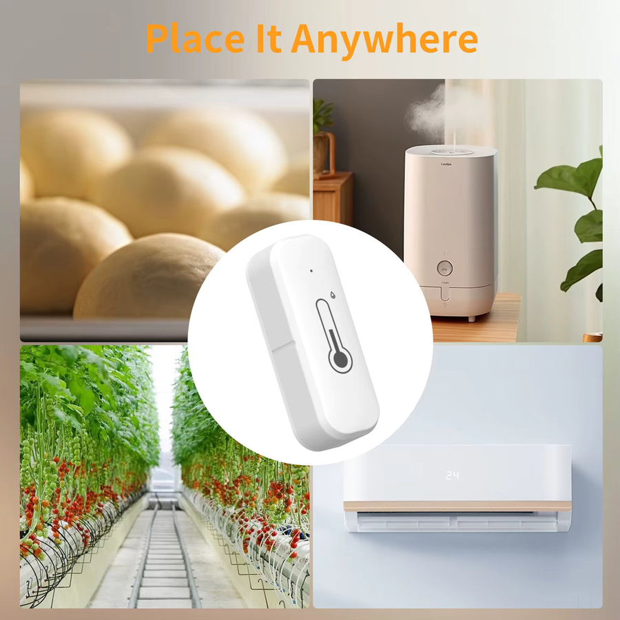 Tuya Smart Temperatur- und Feuchtigkeitssensor in Weiß mit Wi-Fi und Bluetooth zur Smart Home-Automatisierung und Integration mit Alexa und Google - Bild 4
