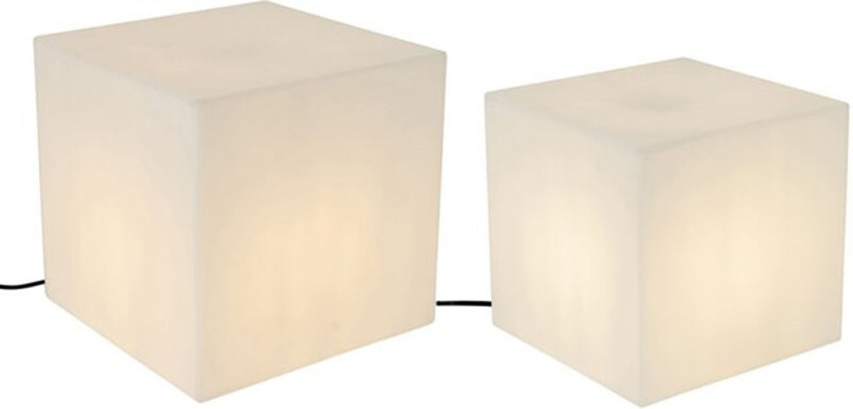Qazqa Nura Set aus 2 modernen Außen-Stehleuchten in Weiß, quadratisch aus Kunststoff, IP44, E27, Höhe: 30 cm und 38 cm - Bild 1