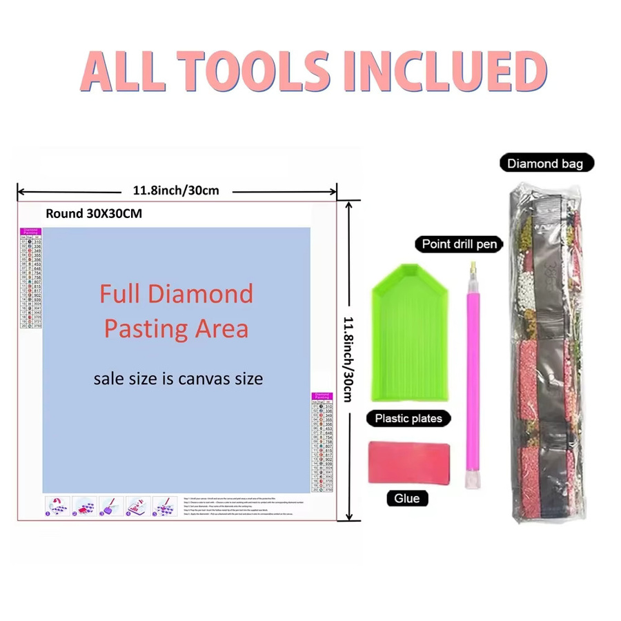 YUTTEE 5D-Diamantgemälde zum Selbermachen, rundes Mosaikgemälde mit abstraktem Grafik-Design in Multicolour, Durchmesser: 20 cm - Bild 1