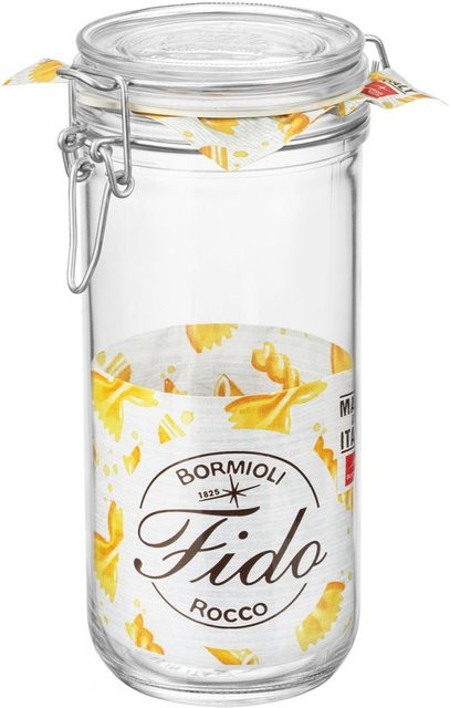 Bormioli Rocco Fido Vorratsglas aus Glas, transparent, 6er Pack, Volumen: 1 l, Höhe: 21,5 cm - Bild 1