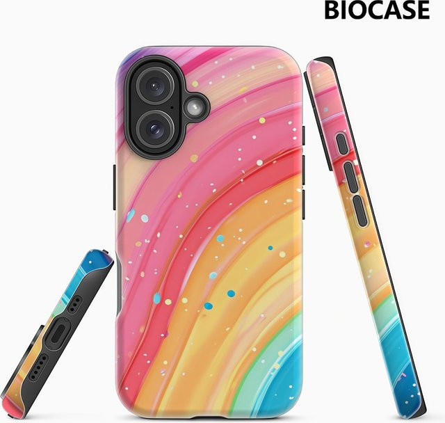 Rainbow Dots Handyhülle für iPhone 17 16 15 14 13 12 Pro Max Plus mit doppelschichtiger Rückseite in Multicolour - Bild 1
