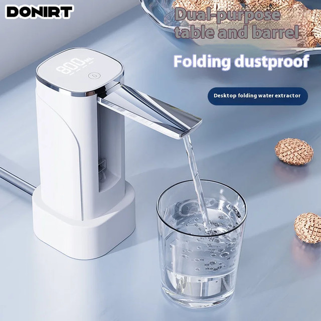 Donirt Faltbare Wasserpumpe für Flaschenwasser, automatischer wiederaufladbarer und tragbarer Wasserspender in Weiß - Bild 1