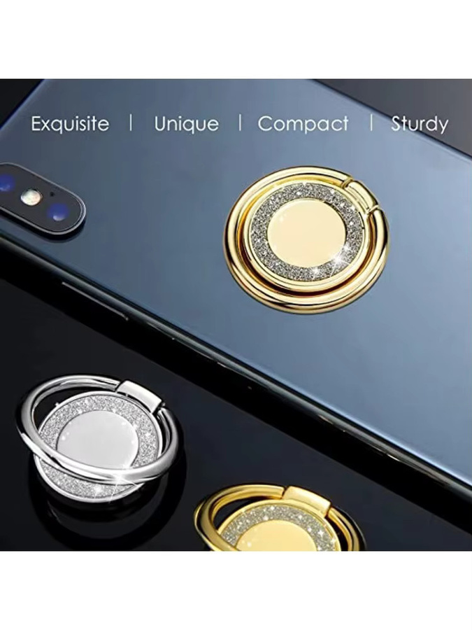 Bling Fingerring-Telefonhalter in Silber als modischer Handy-Ständer und tragbare Ringhalterung für Xiaomi und iPhone 14 15 - Bild 4