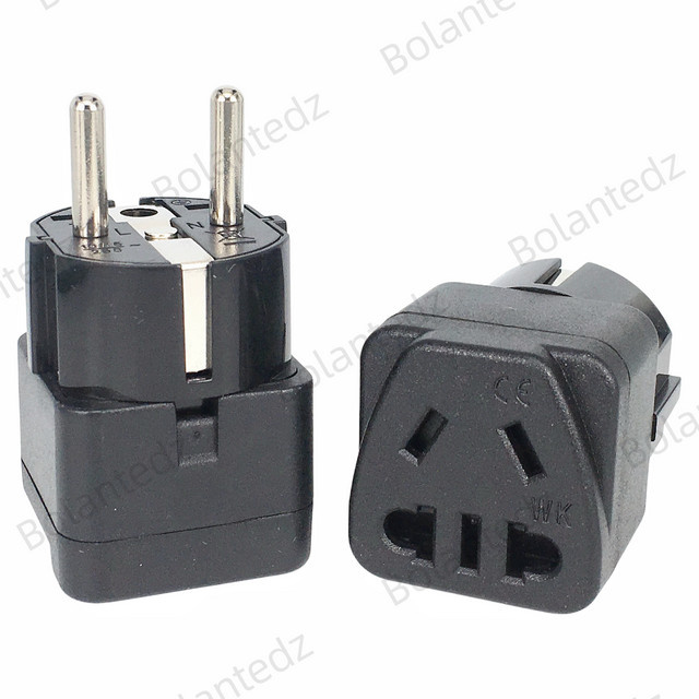 Bolantedz Reiseadapter für Australien (AU) nach Europa (EU) und Russland, geerdeter Typ E/F-Stecker für Deutschland und Frankreich, Schwarz - Bild 1